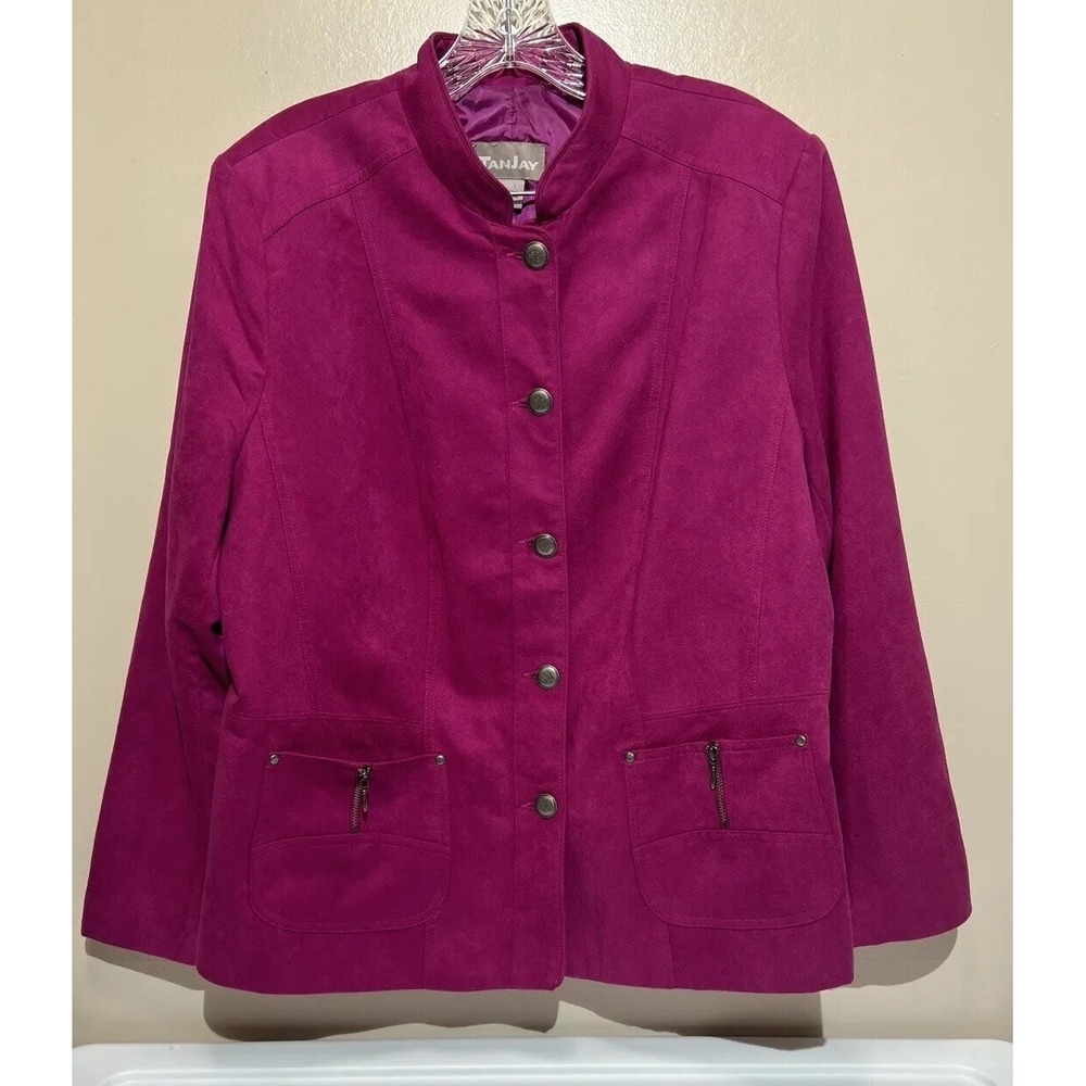 TanJay Women's Career Long Sleeve Light Jacket Lined Button Up 16